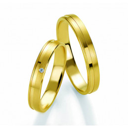 Duo d'alliances or jaune et or jaune et diamant Breuning "Simplicite"