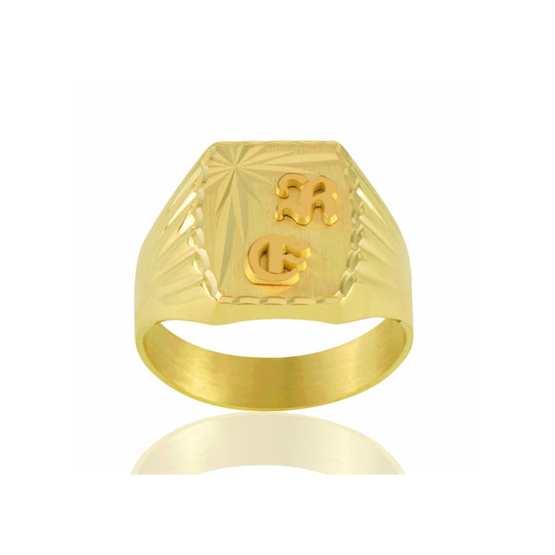 Chevaliere homme or jaune 18 carats ovale personnalisable pour homme 15 x 13 mm