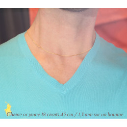 Chaine or jaune 18 carats maille gourmette 45 cm