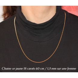 Chaine or jaune 18 carats maille gourmette 60 cm