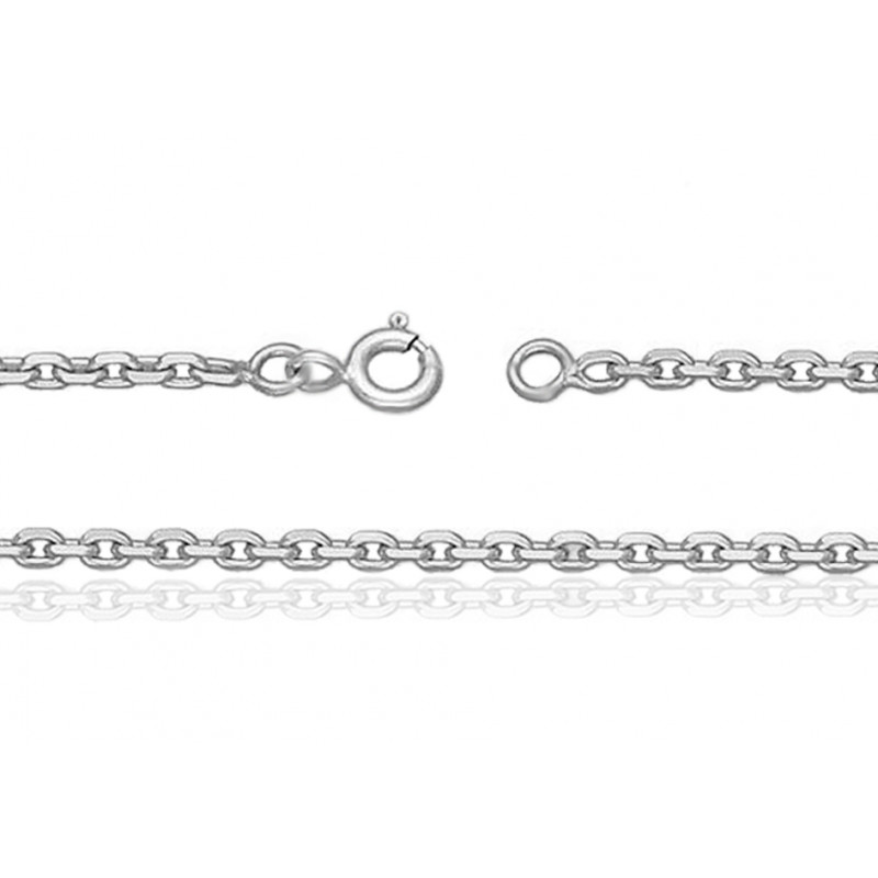 Chaine or blanc 18 carats maille forçat - 60 cm