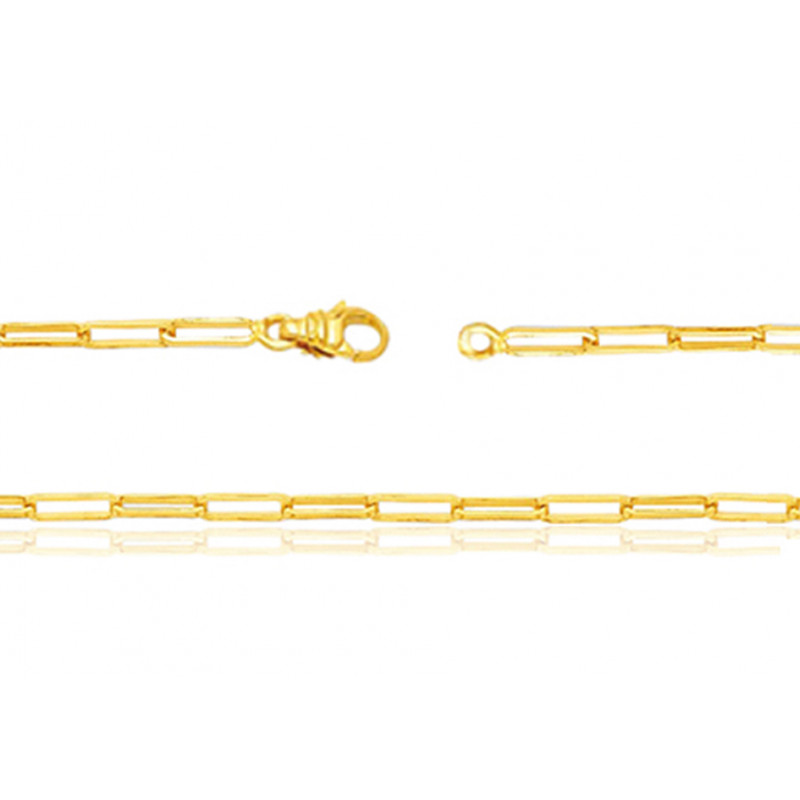 Chaine or jaune 18 carats maille forçat rectangle 42 cm