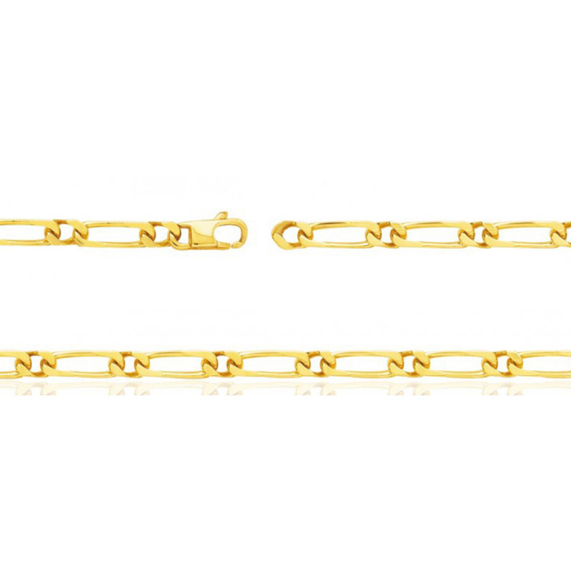 Chaine or jaune 18 carats maille cheval alternée 42 cm