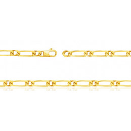 Chaine or jaune 18 carats maille cheval alternée 60 cm