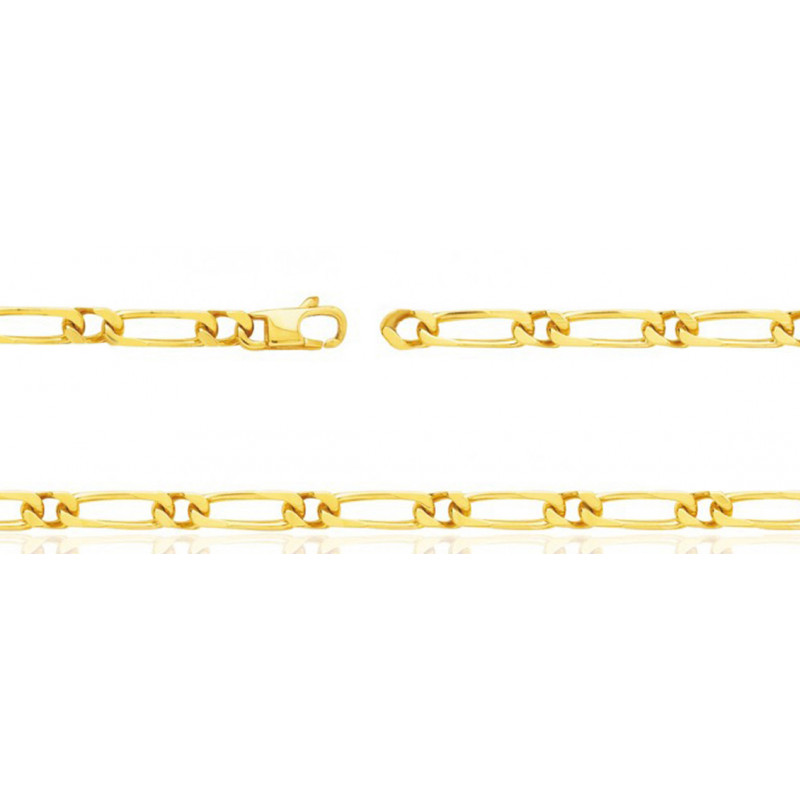 Chaine or jaune 18 carats maille cheval alternée 60 cm