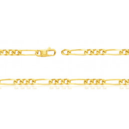 Chaine or jaune 18 carats maille cheval alternée 1:3 de longueur 42 cm