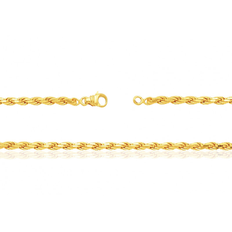Chaine en or jaune 18 carats maille corde 40 cm