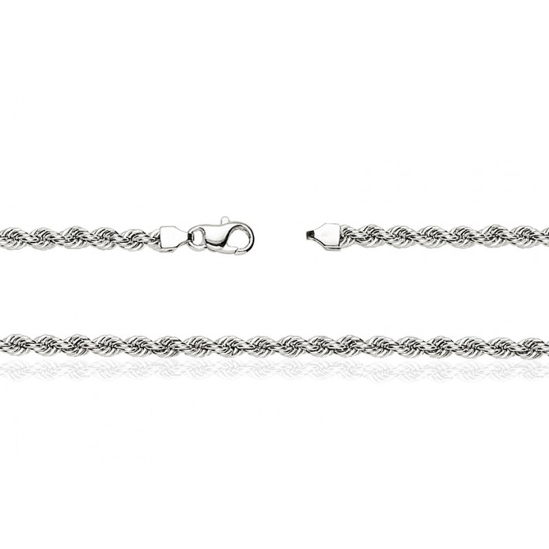 Chaine en or blanc 18 carats maille corde 40 cm
