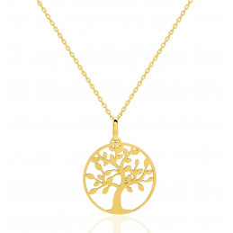 Chaine or jaune 18 carats et pendentif "arbre de vie"