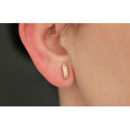 Boucles d'oreilles or jaune 18 carats demi-créoles et zirconium