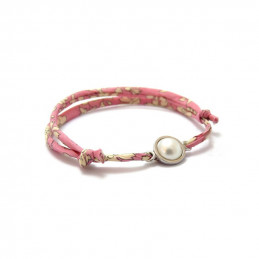 Bracelet Van Perla "Liberty" rose et demi-perle de culture