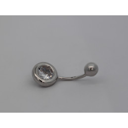 Piercing nombril or blanc 18 carats et zirconium serti clos