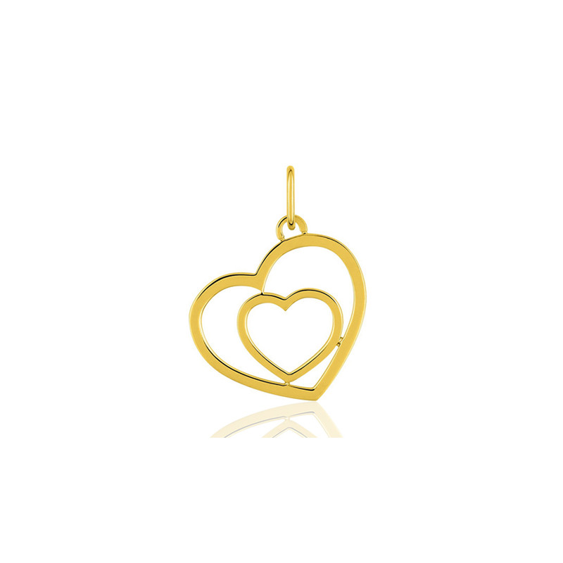 Pendentif or jaune 18 carats "cœur double"