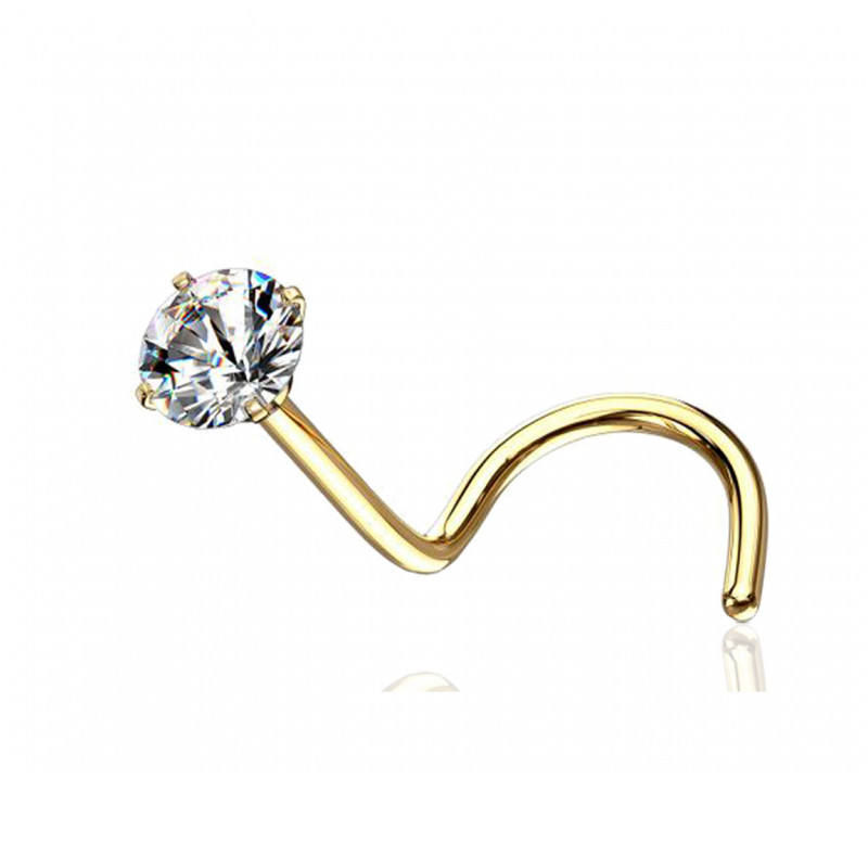 Piercing nez or jaune 18 carats et zirconium