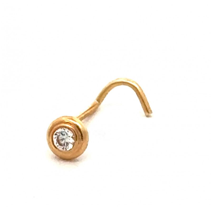 Piercing nez or jaune 18 carats et zirconium