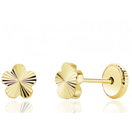 Boucles d'oreilles or jaune 18 carats "fleur" 5 mm