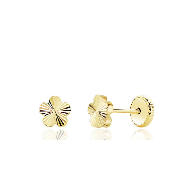 Boucles d'oreilles or jaune 18 carats "fleur" 5 mm