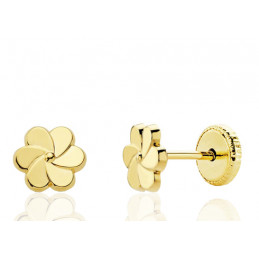 Boucles d'oreilles or jaune 18 carats "fleur" 6 mm