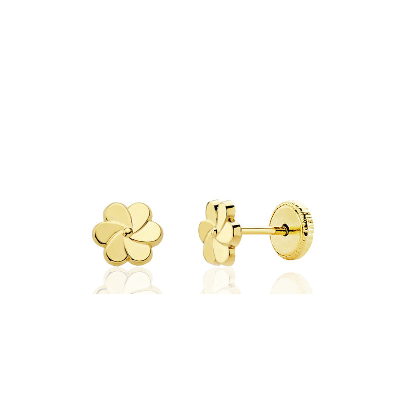 Boucles d'oreilles or jaune 18 carats "fleur" 6 mm