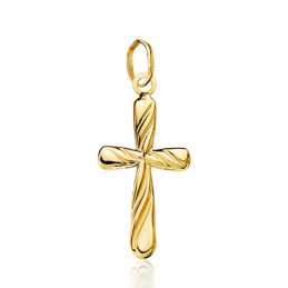 Pendentif croix or jaune 18 carats torsadée