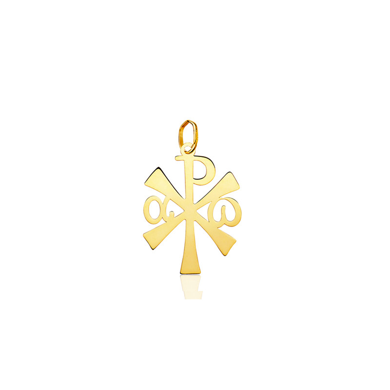 Pendentif croix Chrisme or jaune 18 carats