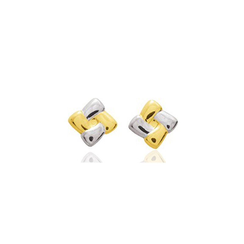 Boucles d'oreilles deux ors 18 carats "fleurs"