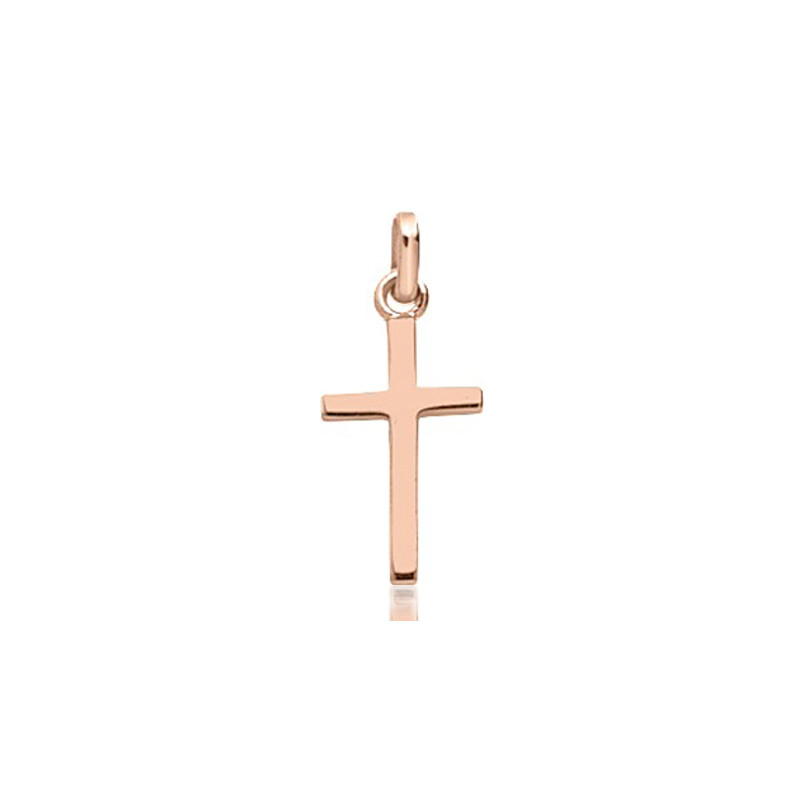 Pendentif croix or rose 18 carats