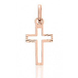 Pendentif croix or rose 18 carats