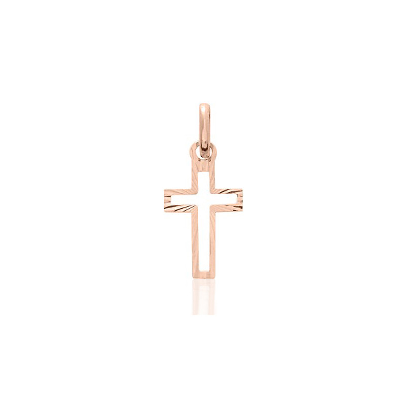 Pendentif croix or rose 18 carats