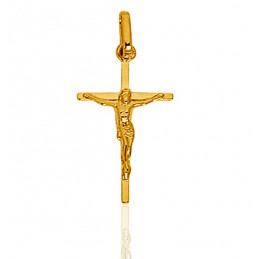 Pendentif croix or 18 carats avec Christ 27 mm