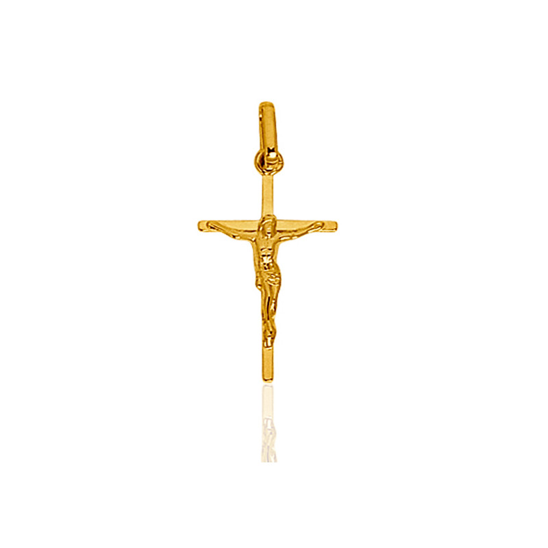 Pendentif croix or 18 carats avec Christ 27 mm