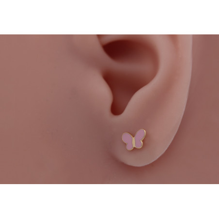 Boucles D'oreilles Papillon Plaqué Or - Pour Filles Et Adolescentes - Fermeture à Clic - Cadeau Idéal
