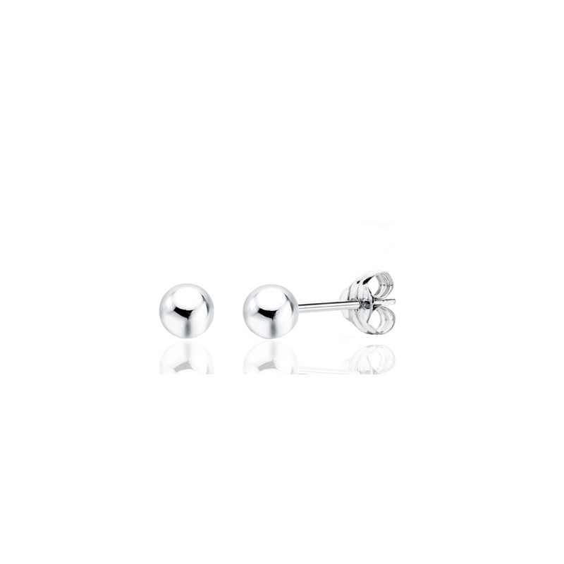 Boucles d'oreilles or blanc 18 carats "boules"