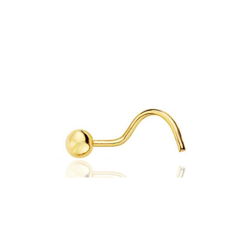 Piercing nez or jaune 18 carats boule