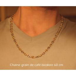 Chaine deux ors 18 carats grain de café