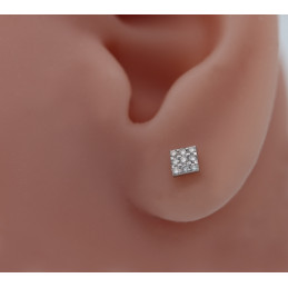 boucle d'oreille diamant 0,030 carat et or blanc 18 carats pour homme