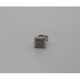 Boucle d'oreille diamants 0,08 carat et or blanc 18 carats carrée