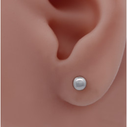 Boucle d'oreille boule 5 mm et or blanc 18 carats pour homme