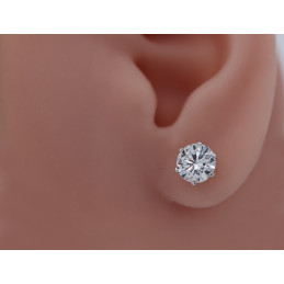 Boucle d'oreille zirconium 7 mm et or blanc 18 carats