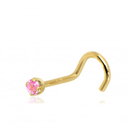 Piercing nez or jaune 18 carats et zirconium rose