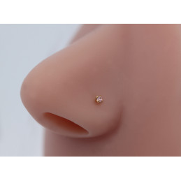 Piercing nez or jaune 18 carats et zirconium rose