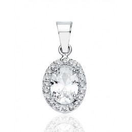 Pendentif or blanc 18 carats et zirconiums