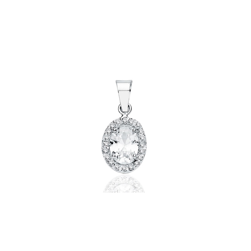 Pendentif or blanc 18 carats et zirconiums