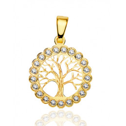 Pendentif or jaune 18 carats et zirconiums "arbre de vie"