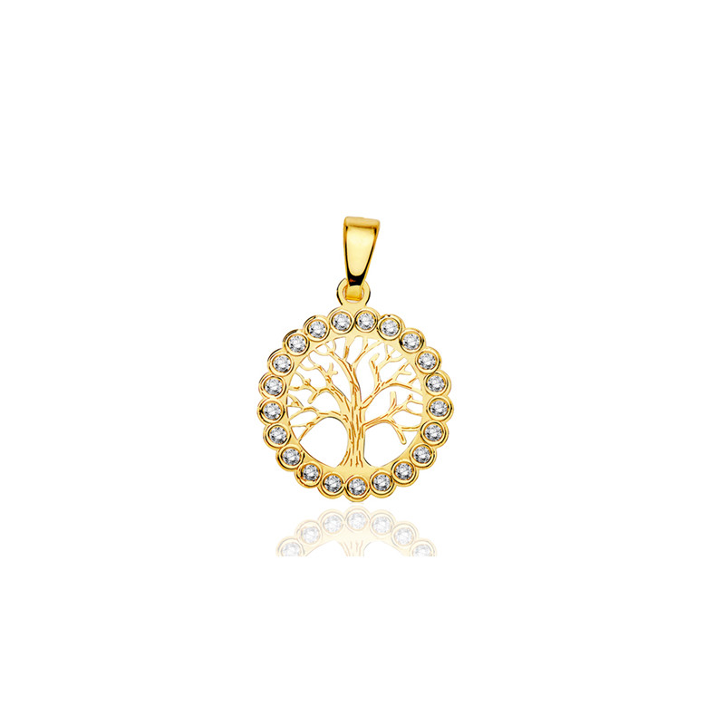 Pendentif or jaune 18 carats et zirconiums "arbre de vie"