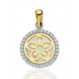 Pendentif or jaune 18 carats et zirconiums "fleur"