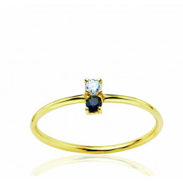 Bague or 18 carats, diamants 0,043 carat et saphir 2,30 mm