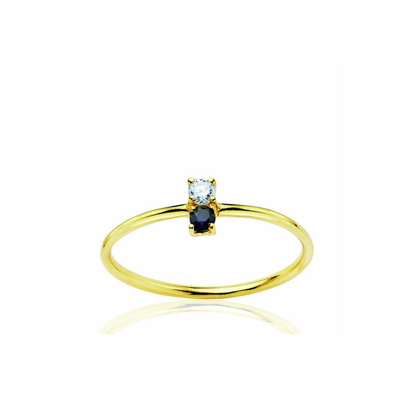 Bague or 18 carats, diamants 0,043 carat et saphir 2,30 mm