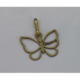 Pendentif or 18 carats personnalisable "papillon"