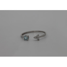 Bague or 18 carats, diamants 0,045 carat et pierre fine